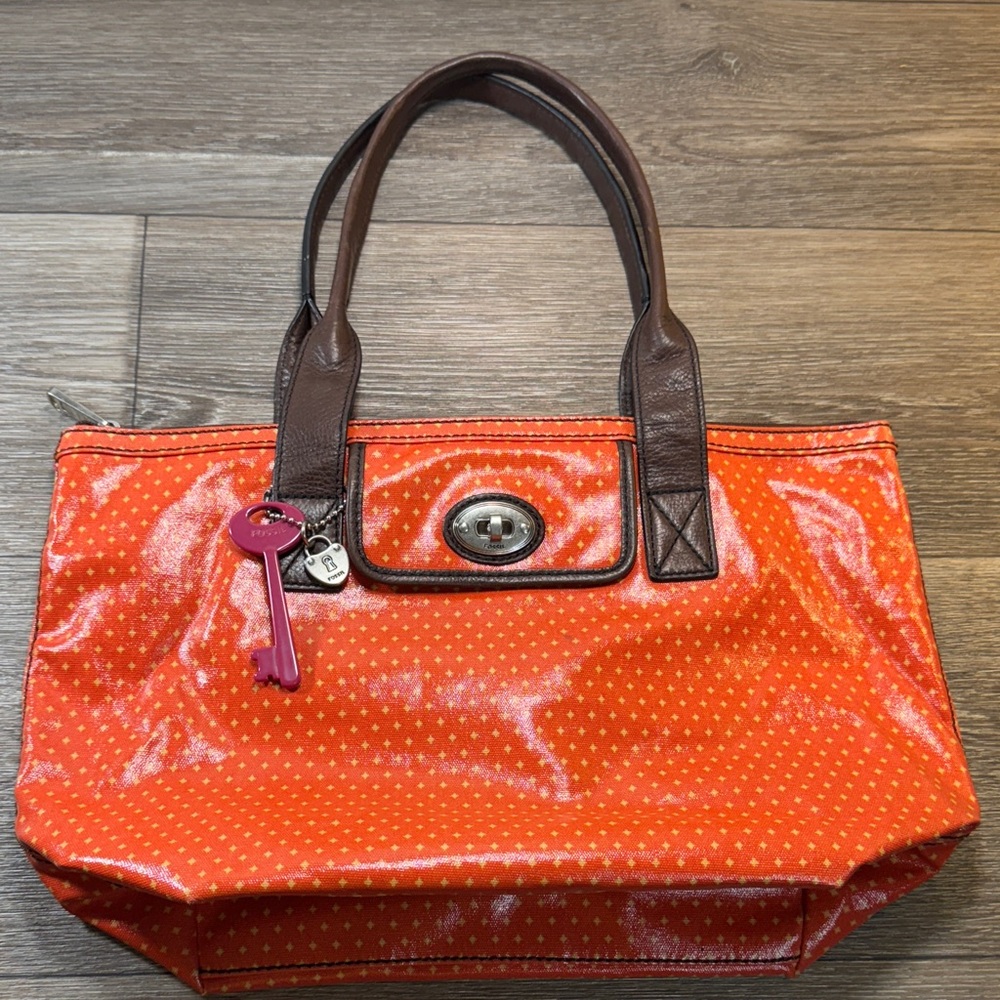 Fossil Stylish Orange Tote Bag